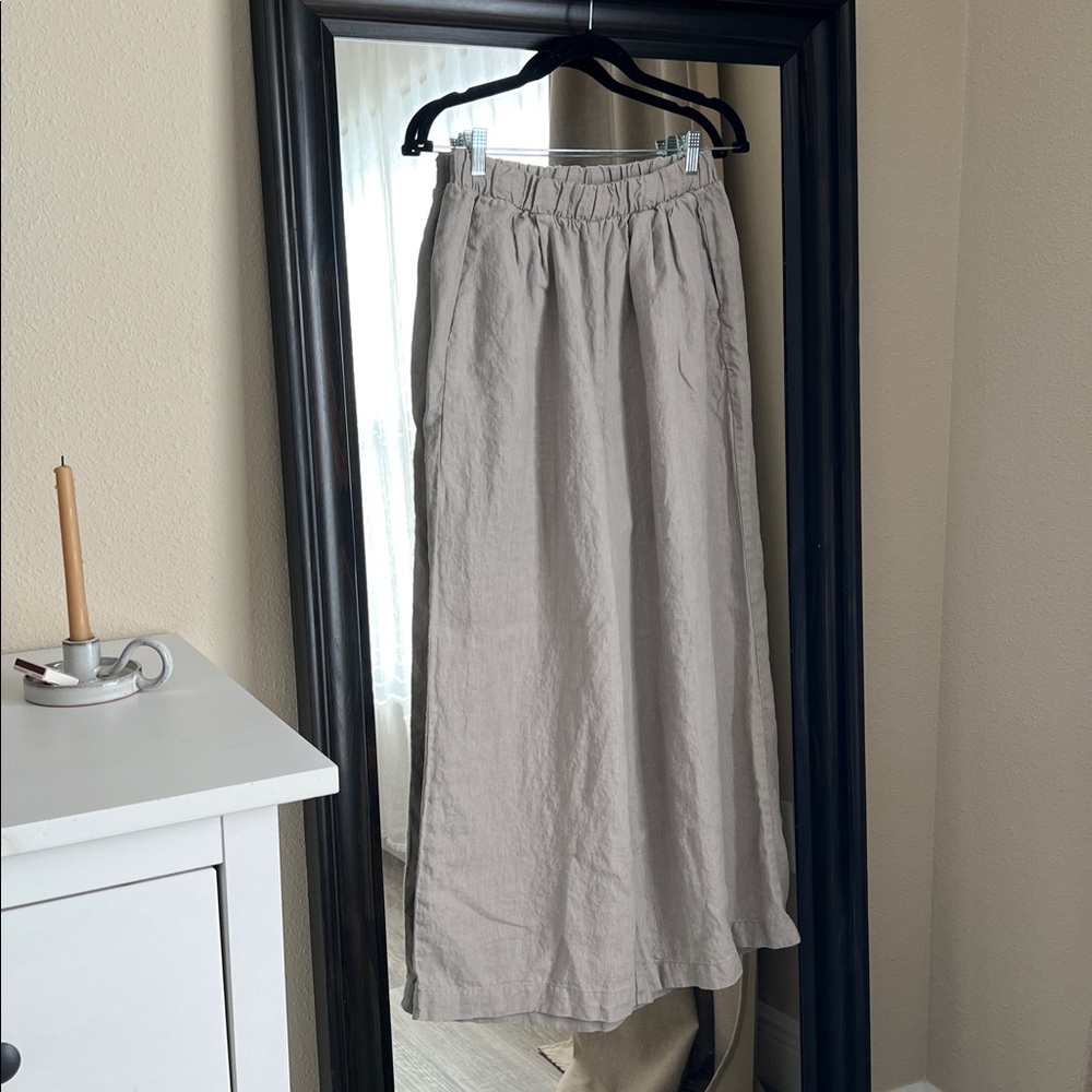 Ozma Cropped Wideleg, Laundered Linen, Fog